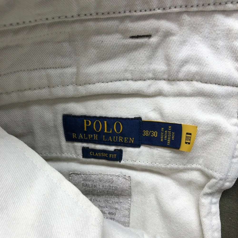 Polo Ralph Lauren Surplus Chino Cargo Pants Mens 38x30 Olive Green Classic Fit